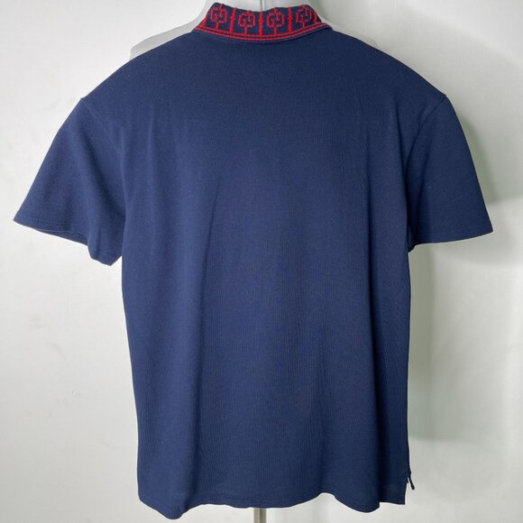 GUCCI Kid's Blue Red Logo Polo Short Sleeve 100% Cotton Shirt Size 12 - Picture 3 of 6